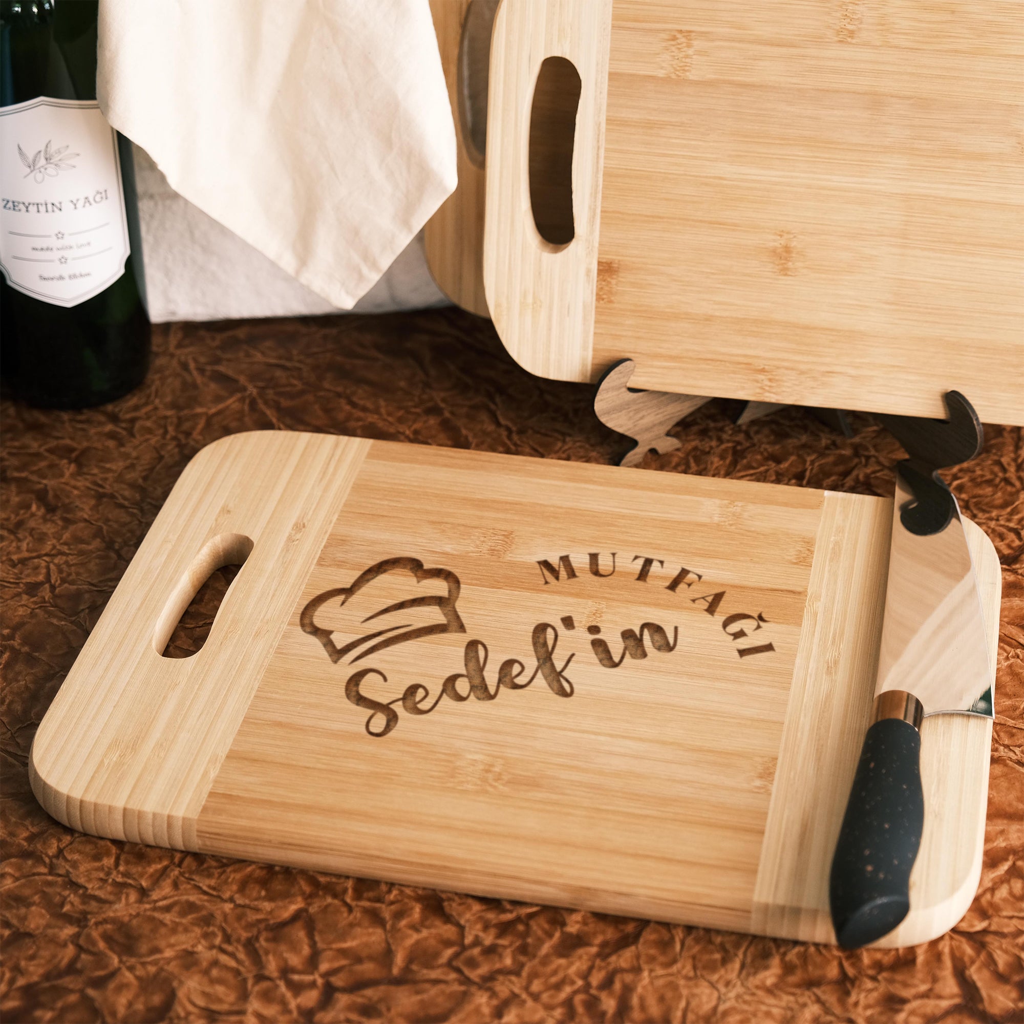 Kişiye Özel Bambu Kesme Tahtası Çift Renk