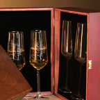 Kişiye Özel Ahşap Kutulu Şampanya Bardakları