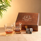 Kişiye Özel Ahşap Kutulu İkili Viski Bardak Seti