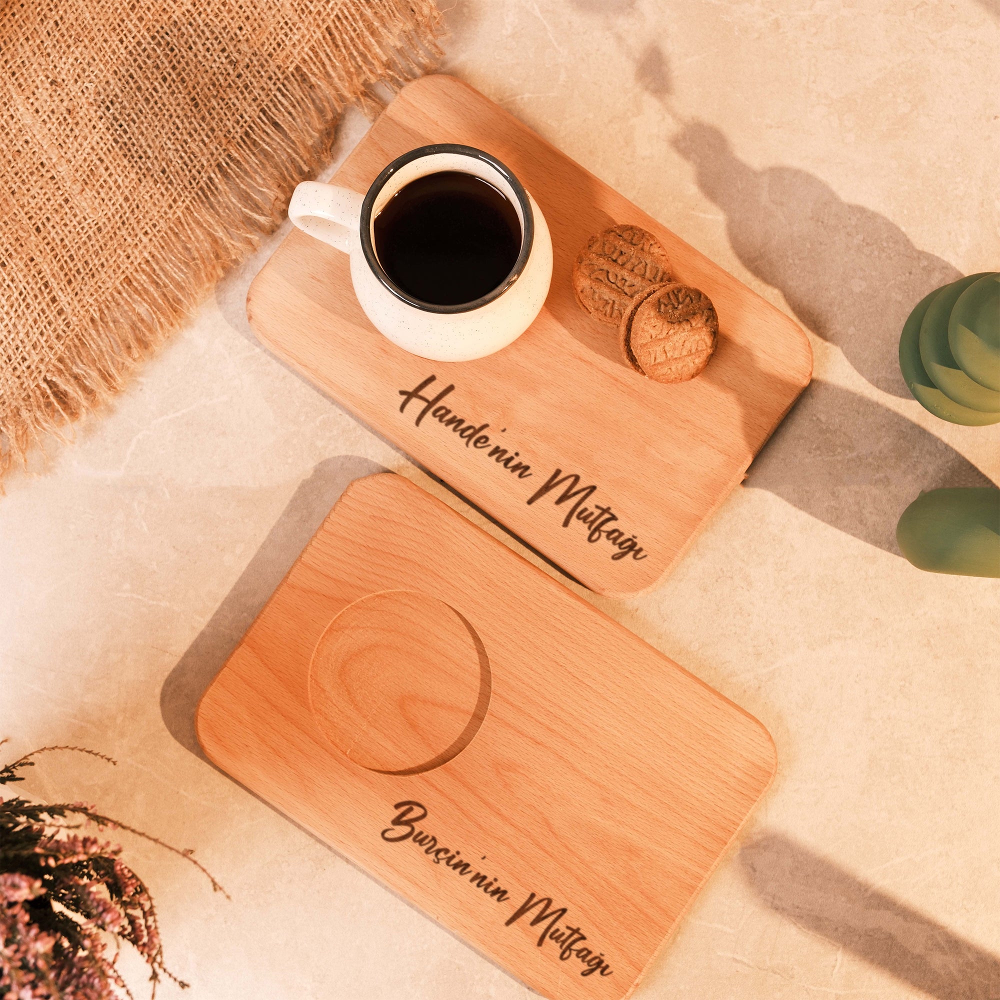 Kişiye Özel Çay ve Bisküvi Servis Tahtası