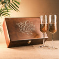 Kişiye Özel Ahşap Kutulu Şampanya Bardakları