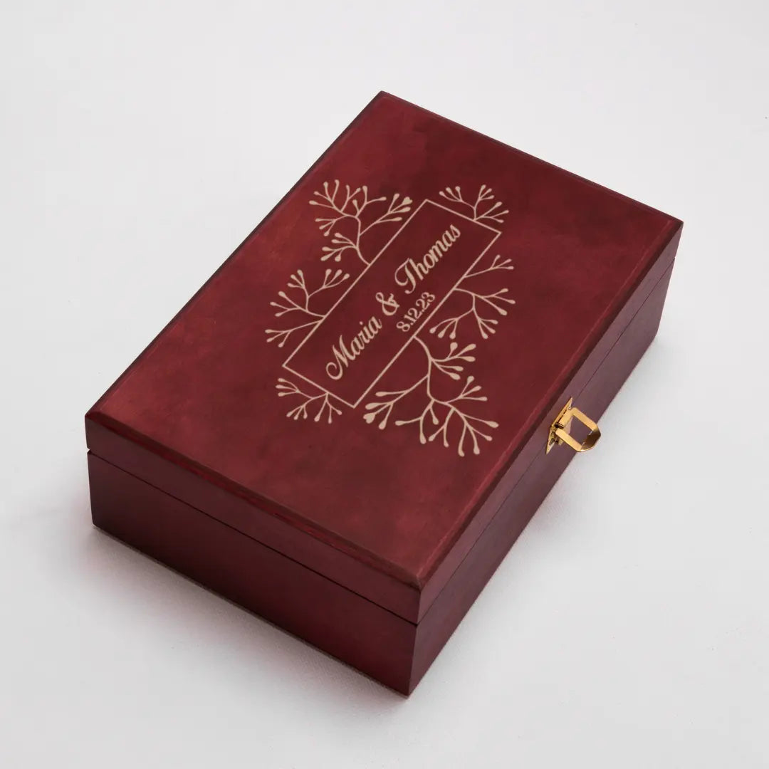 Kişiye Özel Ahşap Kutulu Şampanya Bardakları