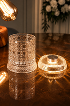 İsme Özel  Led Işıklı Dönen Viski Bardağı ve Özel Altlık, 360° Kristal Desenli